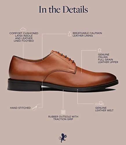 Dunross & Sons Mason Men's Classic Oxford. Premium Lace-Up Dress Shoes with a Breathable Naturally Tanned Leather Lining and Durable Non-Slip Rubber Sole. (8, Espresso)