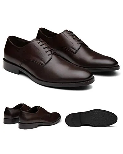 Dunross & Sons Mason Men's Classic Oxford. Premium Lace-Up Dress Shoes with a Breathable Naturally Tanned Leather Lining and Durable Non-Slip Rubber Sole. (8, Espresso)