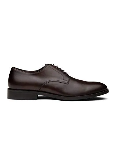 Dunross & Sons Mason Men's Classic Oxford. Premium Lace-Up Dress Shoes with a Breathable Naturally Tanned Leather Lining and Durable Non-Slip Rubber Sole. (8, Espresso)