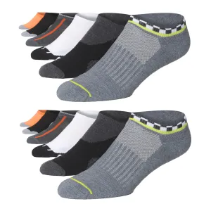 JAMES FIALLO Men's 12-Pairs Black Heather Grey And Orange Vibrant Athletic Socks