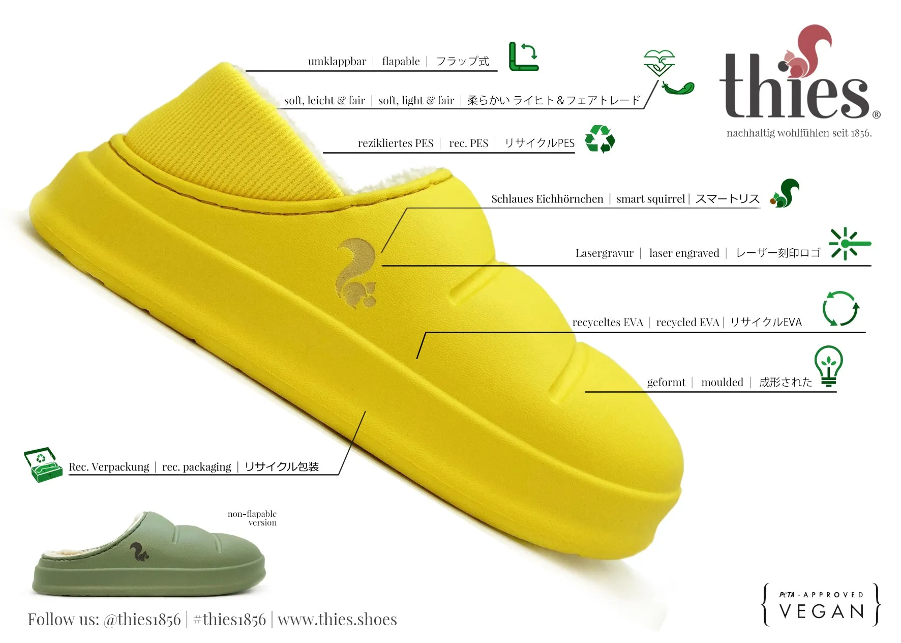 thies 1856 ® Fluffy Puffy Clog lemon