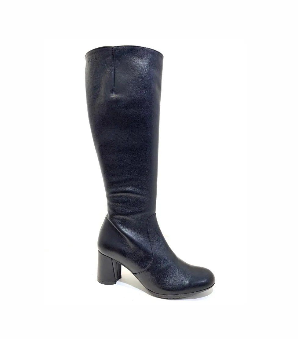 Wonders I-6832 Black Knee High Boots Zip Made In Spain